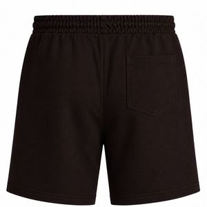 Shorts de sport décontractés en molleton épais pour homme, noirs, avec cordon de serrage et logo brodé, fabricant OEM ODM - Product Image 2