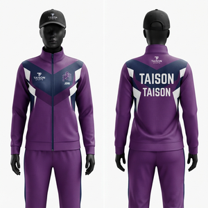 <b>Cricket</b> Training Suit Unisex 300g Premium Polyester Interlock Green <b>White</b> Panel Design Custom Logo Zipper Tracksuit Windproof - Product Image 4