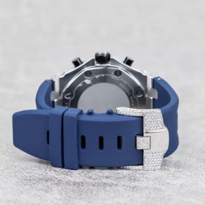 Custom Handmade Half Iced Out White/Blue Dial VVS Moissanite Diamond <b>Mechanical</b> Fully Customized Men's Wrist <b>Watch</b> - Product Image 5