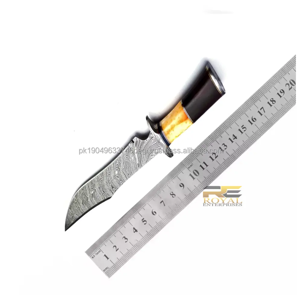 Handgefertigtes Damaszener Stahl-Bowie-Messer mit Kamelgehänge und feiner Lederhülse Wikingermesser Outdoor-Messer Großhandelspreis