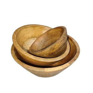 Bol en bois de manguier moderne, poli, fait main, écologique, durable, non traité, pour cuisine, salle à manger, service de salades, fruits secs - Product Image 5