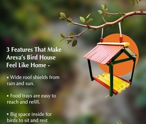 Mangeoire à oiseaux suspendue en bois artisanale pour la décoration du jardin et du balcon - Product Image 5