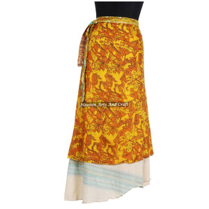 Sari Sarong de Seda Vintage Indio de Diseño, Doble Capa Reversible, Falda Mágica Envolvente, Faldas de Playa Vintage, Falda Envolvente de Seda - Product Image 6
