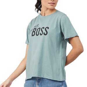 Camiseta de Algodón para Mujer con Logotipo Personalizado, Manga Corta, Cuello Redondo, Estampada, Informal, con Diseño Gráfico, Venta al Por Mayor OEM - Product Image 4