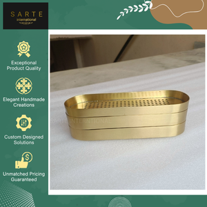 Quemador de Aromaterapia Rectangular Hecho a Mano, Ecológico, con Acabado Dorado en Latón, para Varillas de Incienso, Otoño, Primavera, Verano, 100% - Product Image 3
