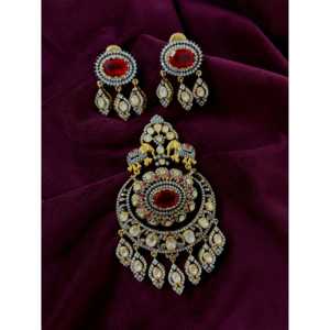 Sangeetha Jewellers 92.5 <b>Silver</b> Fine Jewelry <b>Set</b> Moissanite Pendant <b>Necklace</b> and Earrings in Stock Manual Fulfillment - Product Image 3