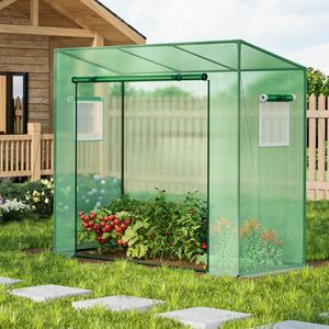 Serra Portatile da Esterno con Telaio in Metallo Resistente, Copertura in PE e Porta Avvolgibile con Cerniera per Giardini - Product Image 2