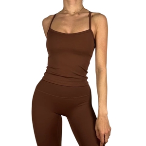 Wholesale Soft V-Neck Open <b>Back</b> Halter Tank Top – Custom Logo Activewear Fitness Sportswear for Gym & Daily Wear Women - Product Image 1