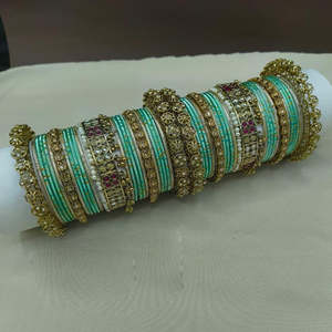 Gold Plated Crystal Stone Pearl <b>Bangle</b> <b>Set</b>-Fashion Jewelry - Product Image 1