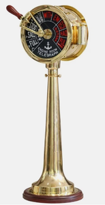 Brass Telegraph Metal Decorative <b>Ship</b> <b>Wheel</b> Stand Gold Plated Nautical Decor for Home Hotel Lobby - Product Image 3