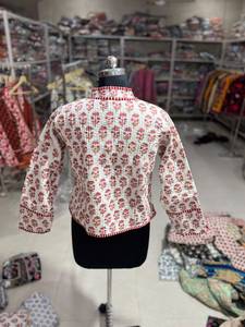 Quilted Cotton Jacket Women Floral Print Mandarin Collar Three Quarter Sleeve Autumn Winter Style Single <b>Button</b> Closure GIFT - Product Image 6