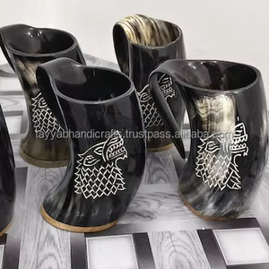 Customised Drinking Buffalo Horn <b>Mug</b> Hand Finished Natural Viking Decoration from India - Product Image 1