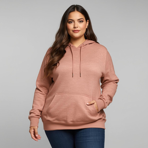 เสื้อฮู้ดดี้ผู้หญิงไซส์ใหญ่ ทรงปกติ ผ้าโพลีเอสเตอร์/ไนลอน ขนฟลีซ เสื้อกันหนาวมีกระเป๋าปักลาย รับผลิตแบบ OEM ODM - Product Image 1