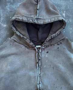 เสื้อฮู้ดซิปโอเวอร์ไซส์สำหรับผู้ชาย ผ้าคอตตอนย้อมสีแบบถัก สีพื้น ดีไซน์กระเป๋า  สไตล์ฤดูใบไม้ร่วง - Product Image 3