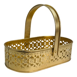 Bold Blossom Pure Brass <b>Basket</b> Handle Double/Two Jars <b>Large</b> Capacity Portable Foldable Eco-Friendly Modern Design Gifting Home - Product Image 4