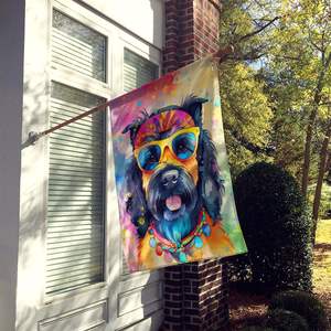 Scottish Terrier Hippie gran poste de porche decorativo patio Banner Multicolor colgante de pared poliéster casa tamaño ilustraciones Multicolor - Product Image 2