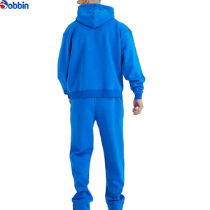 Nuevo Conjunto Deportivo para Hombre, Cómodo, con Capucha, Color Azul Sólido, Algodón, Casual, Manga Larga, para Otoño, Corte Regular - Product Image 2