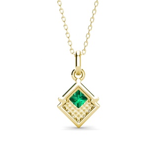 Colgante cuadrado de lujo de Esmeralda verde para mujer, Plata de Ley 925, collar minimalista, joyería <span class=keywords><strong>2022</strong></span> <span class=keywords><strong>Destiny</strong></span> - Product Image 4
