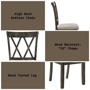 Ensemble de 2 chaises d'appoint Claudia II en tissu beige avec finition gris patiné pour salle à manger - Product Image 5