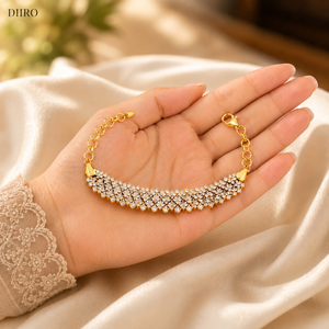 Bracelet chaîne en or jaune vermeil 10K, diamant rond brillant, cadeau de mariage, bijoux en moissanite - Product Image 4