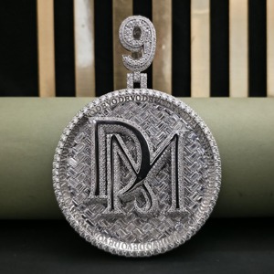 Number Bail <b>Pendant</b> VVS Moissanite Custom Letter Circle <b>Pendant</b> Fully Iced Out 925 <b>Silver</b> <b>Pendant</b> Hip Hop Custom <b>Initial</b> <b>Pendant</b> - Product Image 1