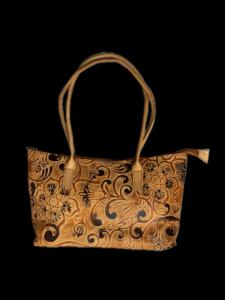 Bolso de Mano de Cuero con Flores Grabadas a Mano para Mujer, Estilo Vintage, Cierre de Cremallera, Impermeable, con Diseño de Flores Multicolores - Product Image 3