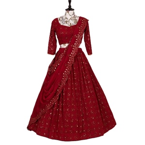 Alta calidad pesado bordado Georgette Lehenga Choli diseñador más hermoso indio étnico desgaste bodas compromisos fiestas - Product Image 1