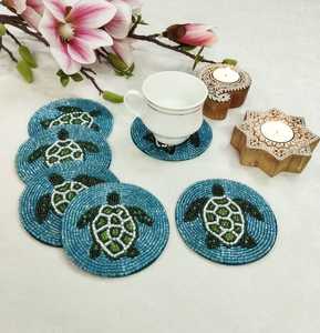 Elegant Colorful Handmade <b>Beaded</b> <b>Coaster</b> Set Decorative Cup Mats for Tea Coffee and Drinks At Best Price - Product Image 5