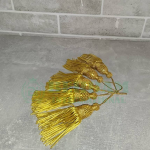 Golden Metallic Lightweight 100% Polyester Tassel <b>Fringe</b> Decorative Garment Curtain Handmade Bullion Tassels - Product Image 4