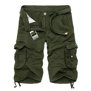 Men's Cargo Shorts Solid Color Mid Waist Cotton Breathable Casual Bermuda Shorts with Multiple Pockets Button Fly Design - Product Image 4