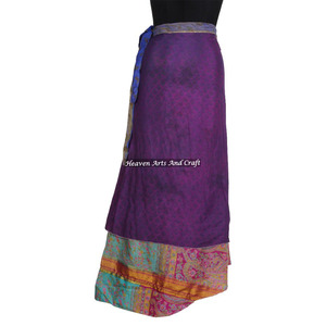 2026 Jupe longue moderne pour femme, style « Magic Wrap », en soie de sari indienne, pour revêtement ou couverture, style vintage, vente en gros - Product Image 4