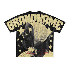 BRANDNAME Men's White Skull Angel Graphic <b>T</b>-Shirt Short Sleeve O-Neck Street Style Regular Fit Cotton Jersey Print <b>Back</b> Logo - Product Image 2