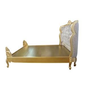 Cadre de lit King doré en bois sculpté à la main pour meubles de chambre à coucher anciens et meubles d'hôtel - Product Image 6