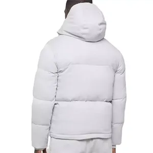 Veste matelassée chaude d'extérieur pour homme à manches longues, col montant, en toile, design matelassé enduit pour l'hiver - Product Image 3