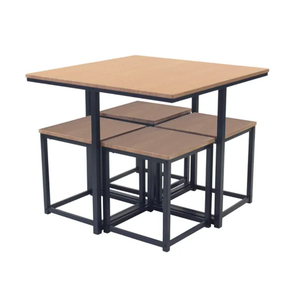 Luxury Design Metal Frame Dining Set With 4 Wooden <b>Stools</b> and Minimalist Style for Home Furniture Decoration - Product Image 2