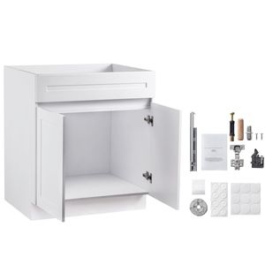 Mobiletto Base Lavello Bianco Shaker da 30 Pollici Non Assemblato, 34.5" H, Pronto per l'Assemblaggio, con Chiusura Ammortizzata - Product Image 1