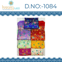 Tissu Premium en Polyester/Nylon/Métallique Non-tissé Tricoté Chaîne de Mailles Fendy Georgette avec Broderie Florale et Perles pour Robes de Mariage Filles