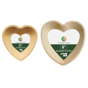 Set per San Valentino - Piatti Usa e Getta a Forma di Cuore in Foglia di Palma Naturale da 6 e 8 Pollici - Product Image 2