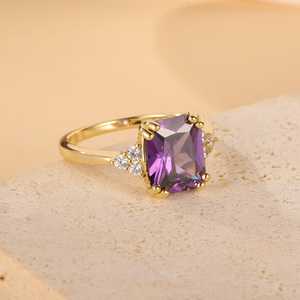 แหวนเพชรพลอยธรรมชาติทรงบริลเลียนต์คัท เงินแท้ 925 ชุบทอง 14K เปลี่ยนสีได้ น้ำหนัก 100 กรัม สำหรับเป็นแหวนหมั้นหรือแหวนแทนใจ - Product Image 5