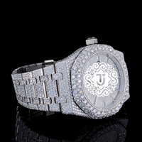 Montre Iced Out en or rose, qualité excellente, luxe avec finition élégante pour les fêtes, montre mécanique en métal avec diamants ETA, unisexe, ronde