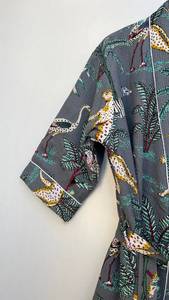 Bata Kimono de Algodón con Estampado Floral, Bata de Spa, Suave y Absorbente, Corte Holgado, Ropa para el Hogar - Product Image 5