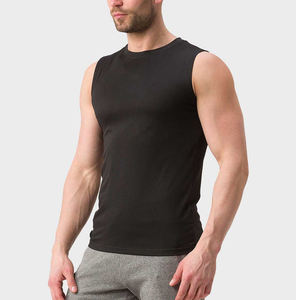 <b>Men's</b> <b>Black</b> Sleeveless Tank Top O-Neck Solid Knitted Breathable Workout Wear Casual Style 2026 - Product Image 4