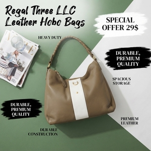Bolsos de Hombro Estilo Vintage de Cuero para Mujer, Bolsos Hobo de Cuero Genuino con Cierre de Cremallera y Rayas Blancas - Product Image 1