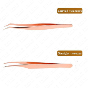 Rose Gold Eyelash Tweezers Set Stainless Steel Curved Straight Isolation Volume Lash Extension Professional <b>Tools</b> Kit - Product Image 2