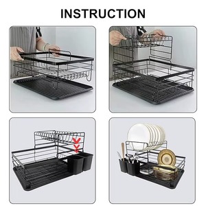 Elegante escurreplatos de hierro de 3 niveles para encimera con diseño minimalista y moderno - Product Image 6