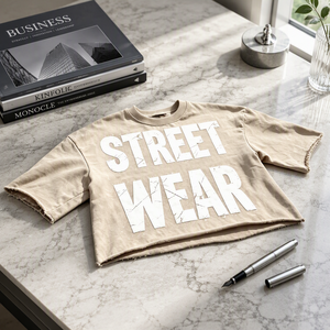 Camiseta Personalizada con Estampado, 280-300 g/m², Corte Cuadrado, Estilo Vintage, Efecto Desgastado por el Sol, Cuello Redondo, Hombros Caídos, Estilo Holgado - Product Image 6