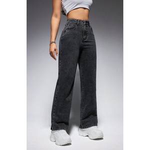กางเกงยีนส์เดนิมสีเทาเอวสูงทรงหลวมสำหรับผู้หญิง ดีไซน์หรูหราทันสมัย ทรงสบาย ยืดหยุ่น นุ่ม ใส่สบาย เป็นมิตรต่อสิ่งแวดล้อม ทนทาน แฟชั่น ไซส์ 26 - Product Image 3
