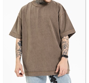T-shirt à épaules tombantes en coton biologique 100% lourd (270 grammes), lavé à l'acide, personnalisable avec votre propre logo de marque, t-shirt surdimensionné - Product Image 5