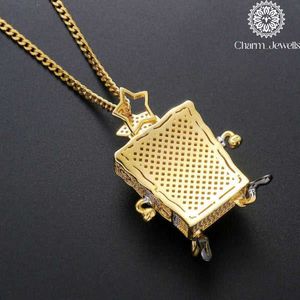 Charm_Jewells Bob Esponja Moissanita Perla de Agua Dulce Plata 925 Chapado en Oro 22K Micro Pavé Temática de Dibujos Animados Unisex Hiphop IGI - Product Image 2