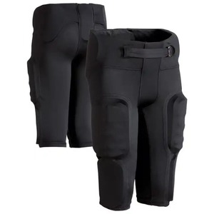 Men's Black <b>Padded</b> Football <b>Pants</b> Buckle Closure Customized Design UV Protection Quick Dry Breathable All Seasons Athletic Wear - Product Image 1